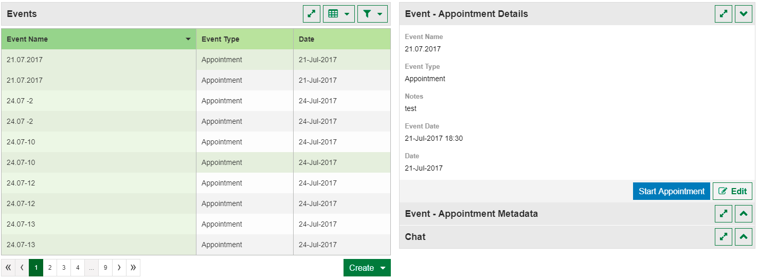 Events Start Appointment